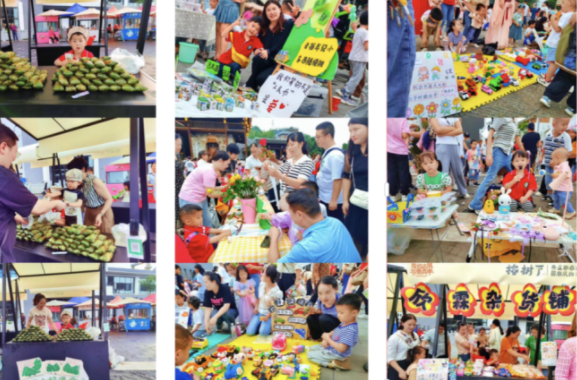 學著大人的模樣幼嫩的聲音里充滿了賣家小攤主們自傲和期待